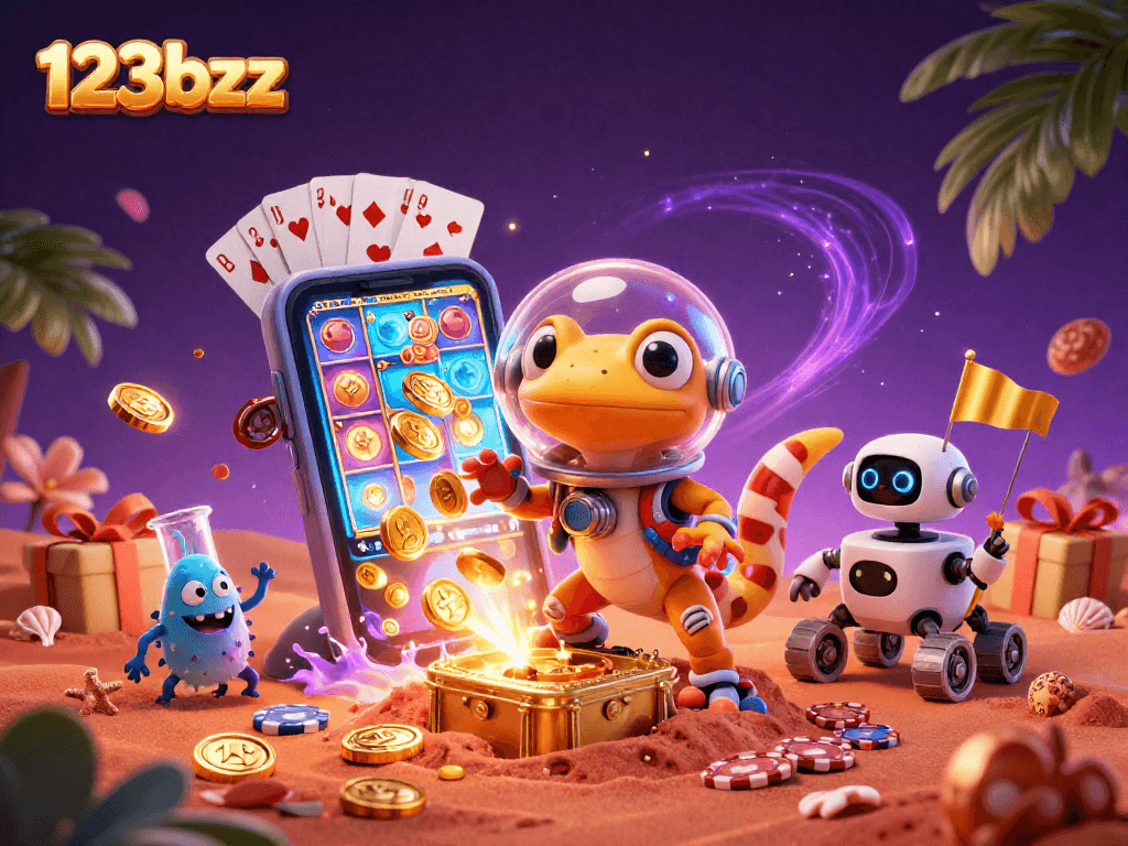 Experience the thrill of 123bzz as the Martian gecko discovers a golden casino on Mars.
