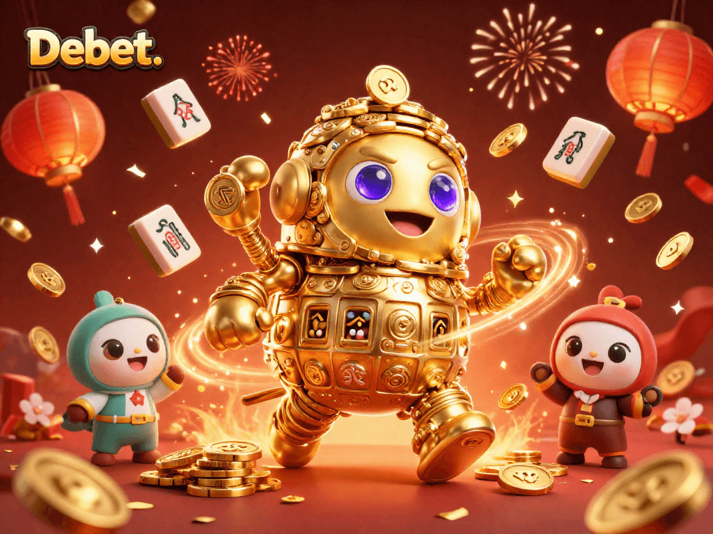 Bet on Debet. with ancient golden golem and dynamic casino symbols for exciting gameplay.