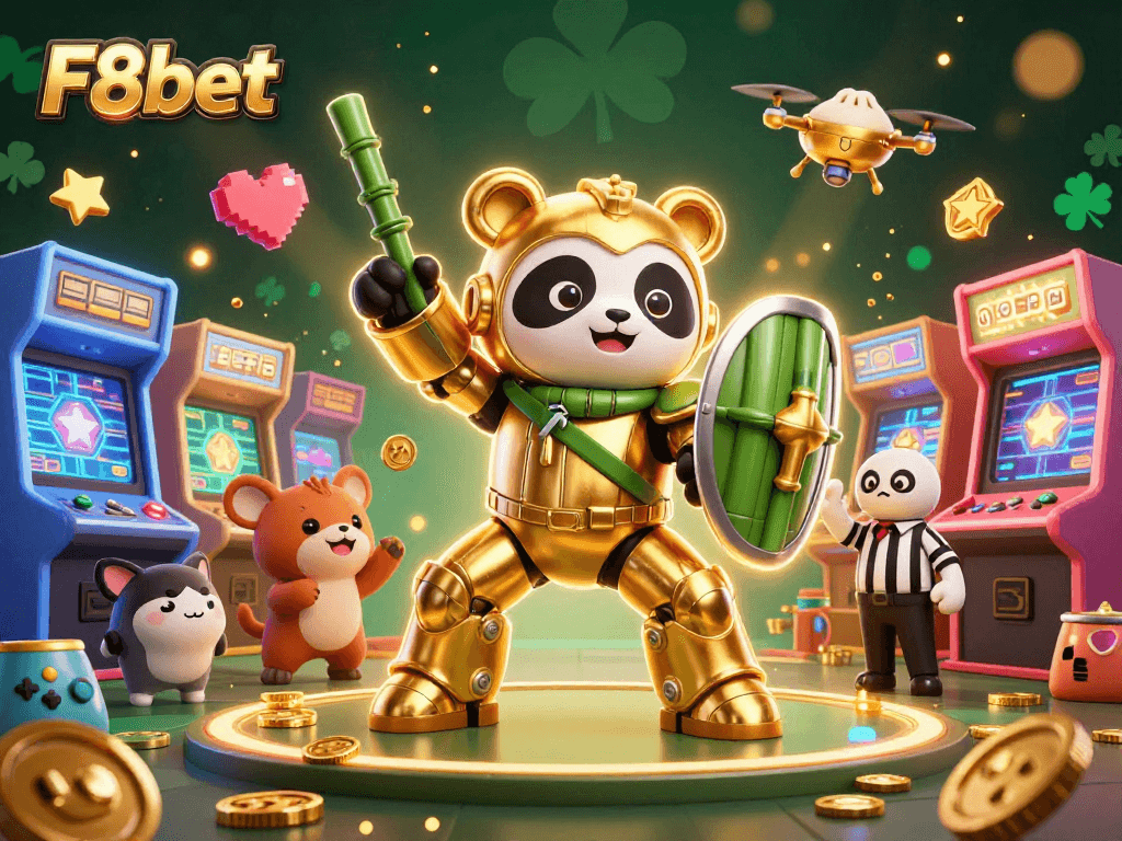Experience thrilling gameplay at F8bet with a lively casino scene featuring vibrant characters and action-packed elements.