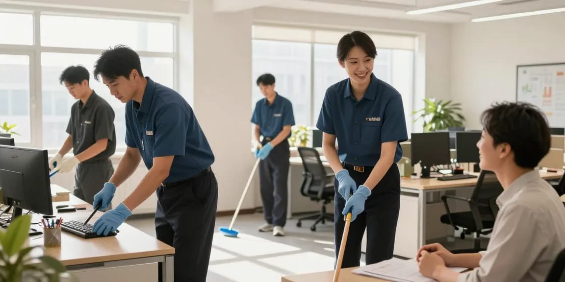 Betrouwbare lokale schoonmaakdienst in de cleaning marketplace, professionele schoonmakers aan het werk.