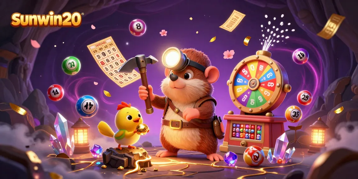 Experience the thrilling adventure of sunwin20 with a treasure hunter mole among sparkling gems and dynamic lottery elements.
