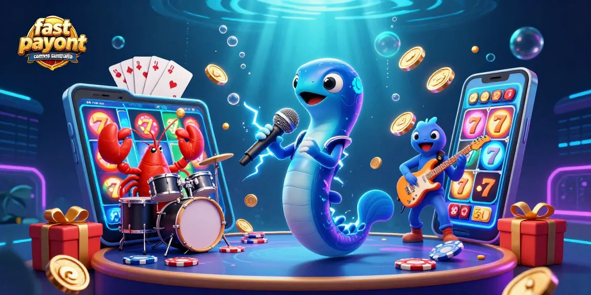 Experience fast payout casinos Australia with a lively DJ eel and vibrant casino elements.