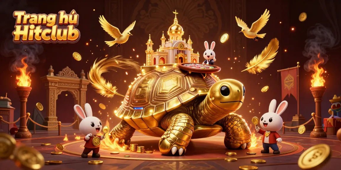 Experience the thrill at Trang chủ Hitclub with golden tortoise and rabbit dealer in a vibrant casino setting.