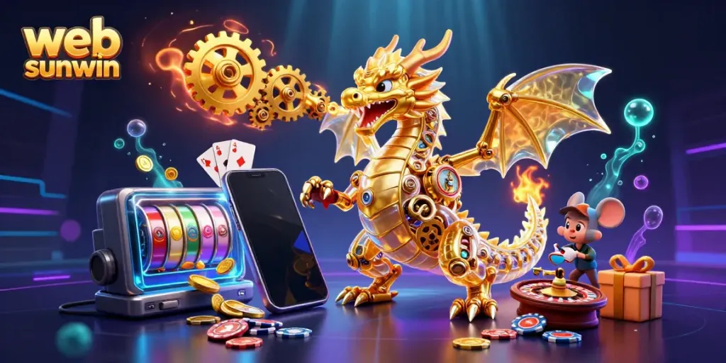 Engage with web sunwin through immersive 3D casino gameplay, featuring a golden dragon outlining the excitement of winning.