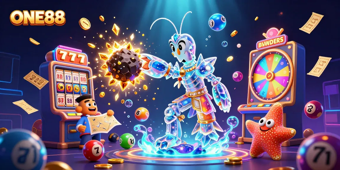 Celebrate winning moments at ONE88 with an explosive jackpot scene featuring animated characters and vibrant casino elements.