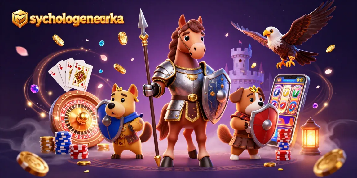Engage with psychologeneureka while enjoying a vibrant 3D fantasy casino scene full of games and rewards.