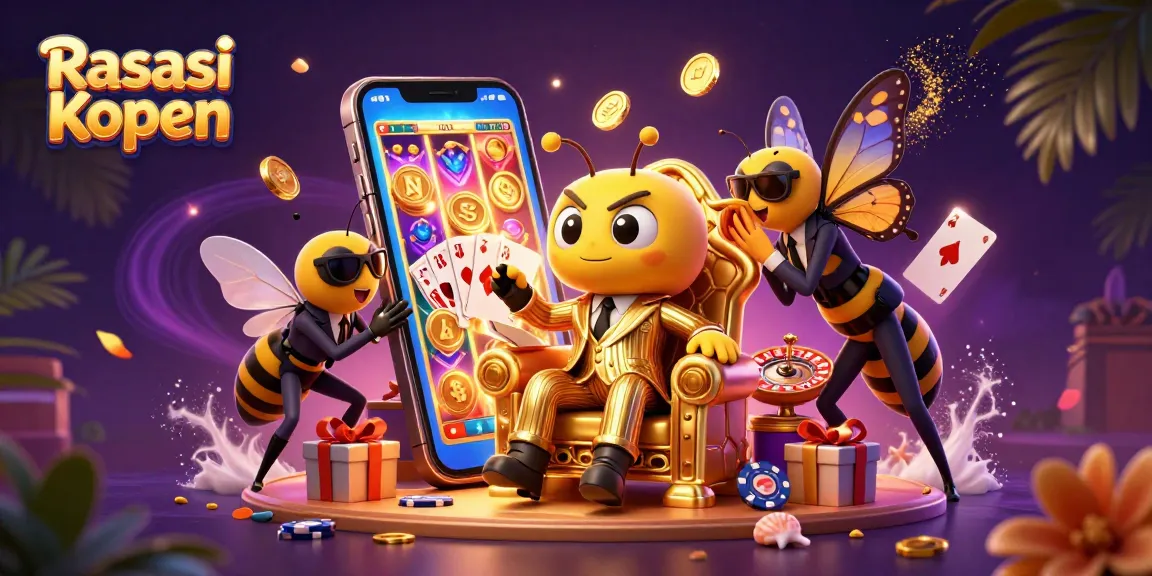 Experience thrilling casino action with Rasasi Kopen, featuring vibrant game elements and charming characters.