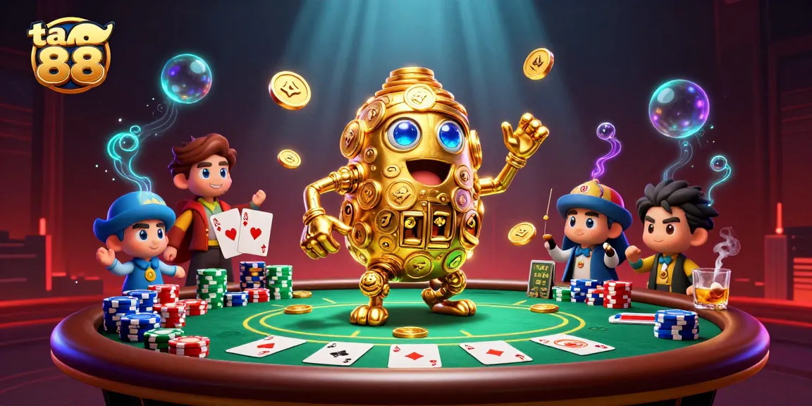 Experience the excitement of ta 88 with a vibrant poker scene featuring shimmering characters.