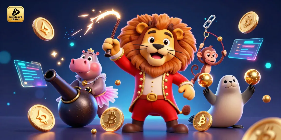 Erleben Sie den Nervenkitzel der Paysafe Card Casino-Einzahlungen mit lebhaften Charakteren und Krypto-Elementen in einer dynamischen Szene.
