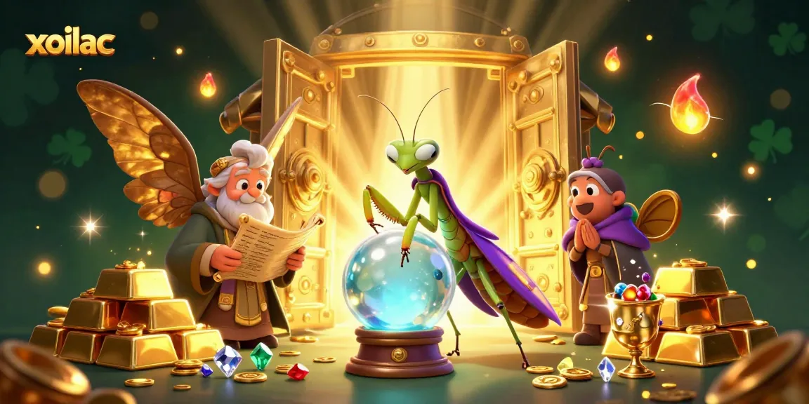 Xoilac offers thrilling gambling excitement with a vibrant crystal ball and shimmering treasure scene.