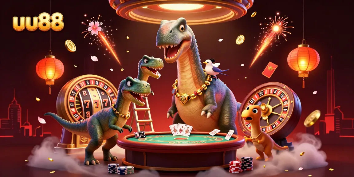 Experience thrilling gameplay at uu88 with interactive poker and spinning slots in a vibrant casino scene.