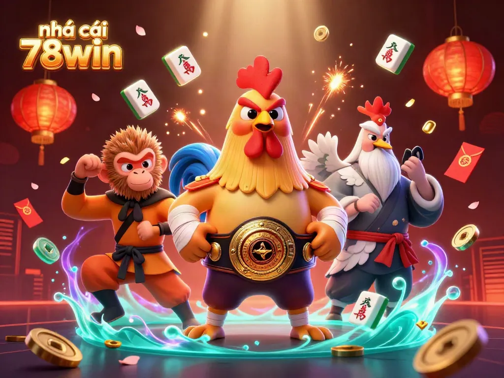 Engaging scene with characters symbolizing nhà cái 78win amid festive gambling elements.