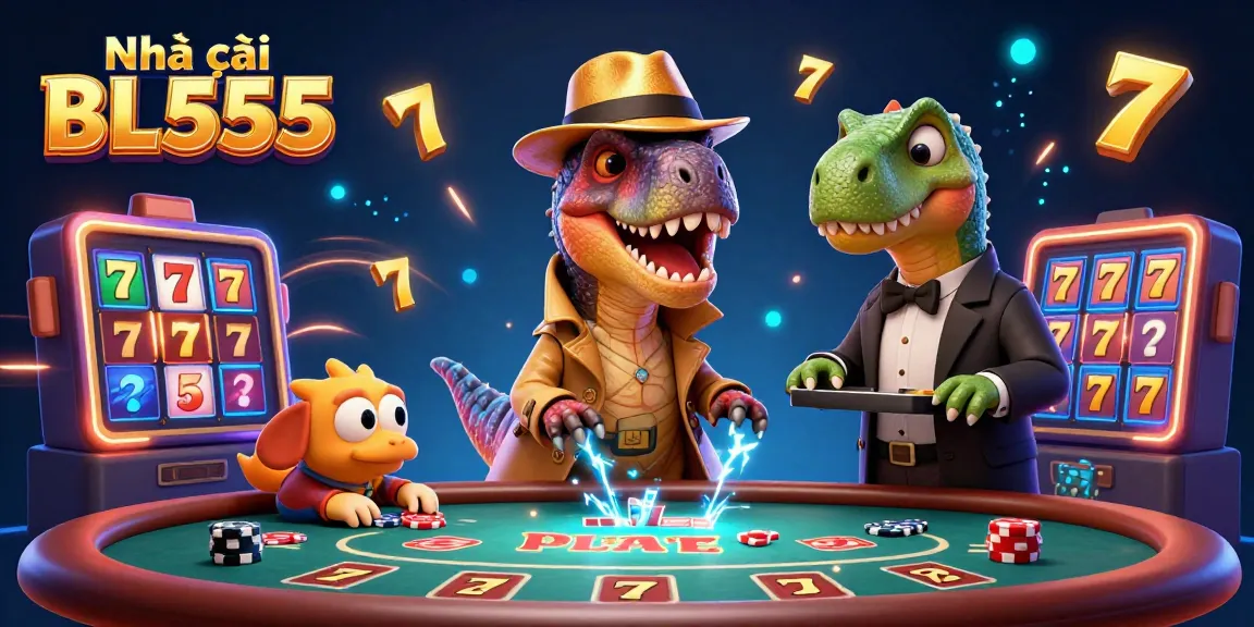 Players engage with Nhà cái BL555 at an exciting blackjack table, showcasing vibrant gambling elements.
