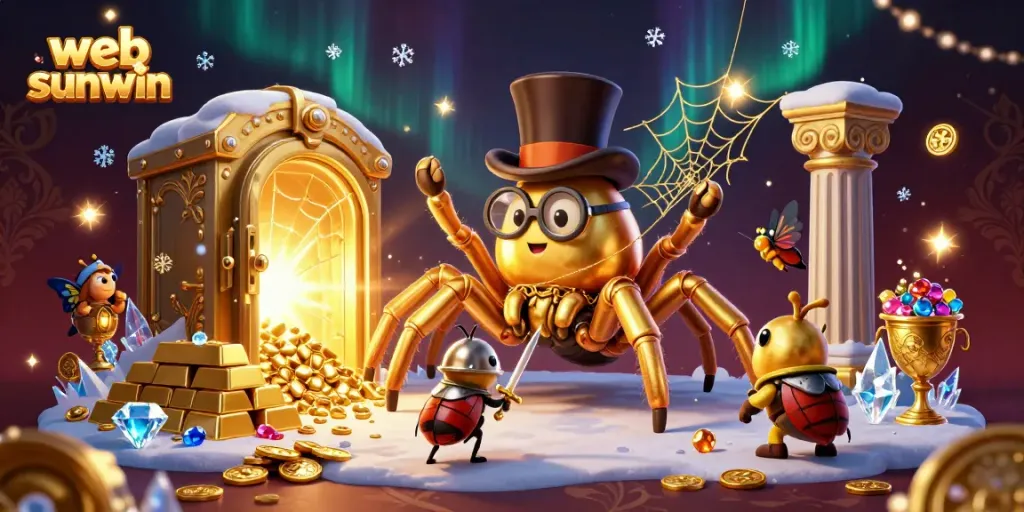 Experience the thrilling web sunwin casino world with a golden tarantula weaving a web of treasures.