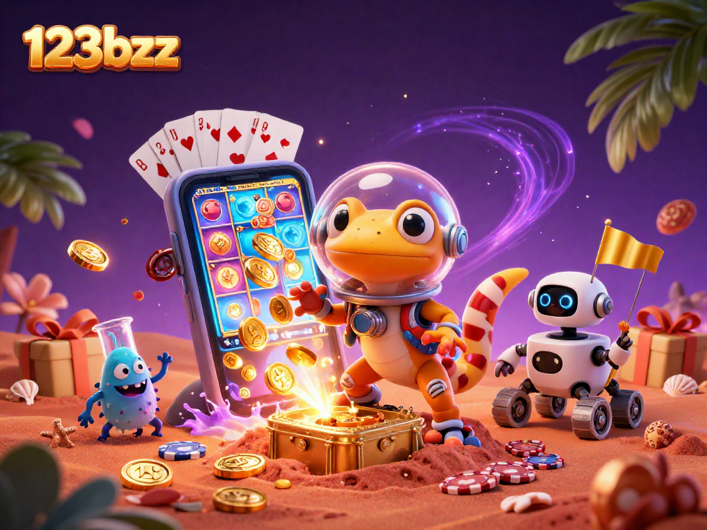Experience the thrill of 123bzz as the Martian gecko discovers a golden casino on Mars.