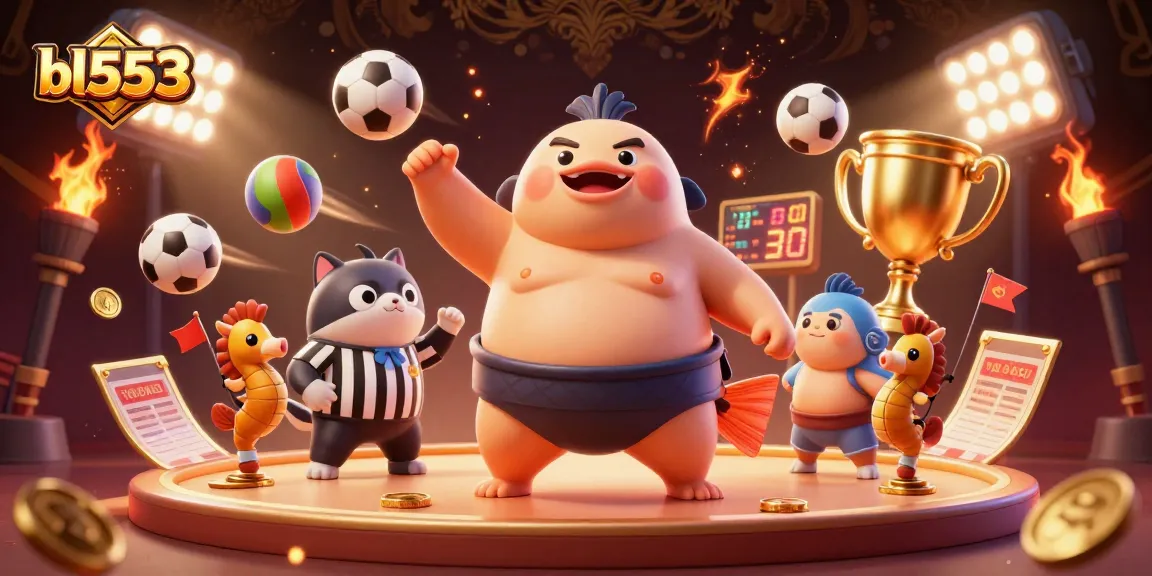 Experience thrilling action at bl5553's casino with massive fugu and sports elements in a vibrant scene.