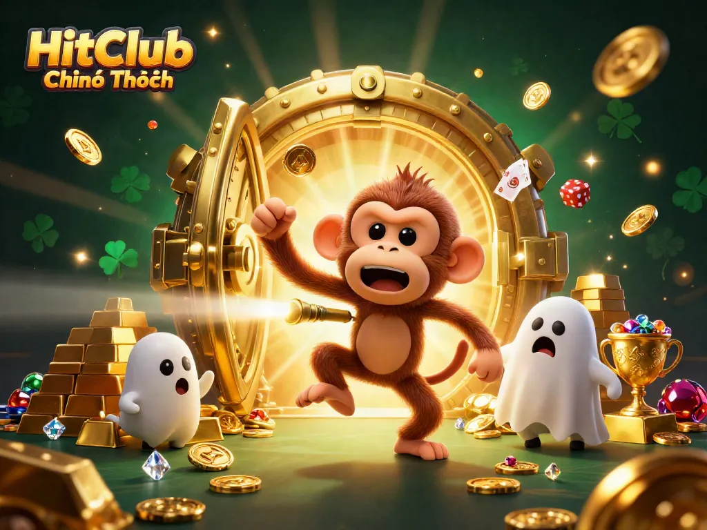 Catch golden riches with HitClub Chính Thức featuring an interactive casino scene.
