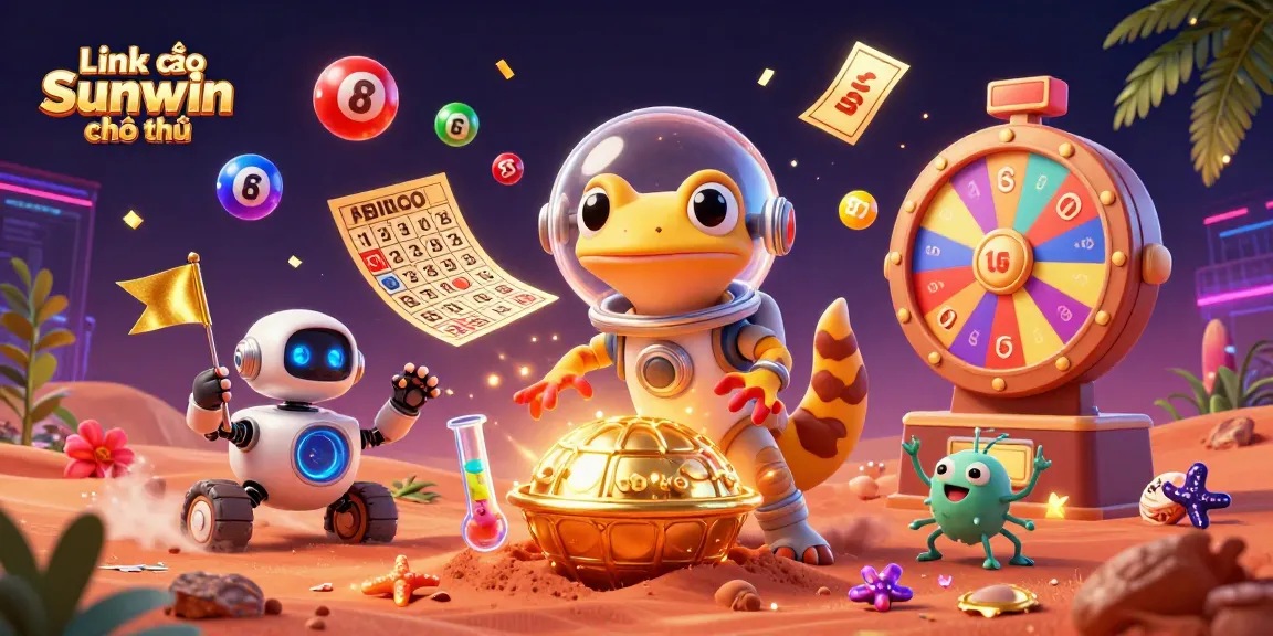 Join the excitement at Link vào Sunwin chính thức with a captivating illustration of a Martian gecko discovering a golden casino!