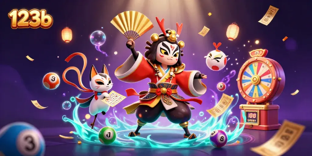 Engage in thrilling lottery games with vibrant 123b-themed characters and dynamic gaming elements.