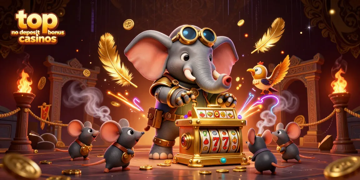 Engage with top no deposit bonus casinos in this vibrant 3D illustration featuring dynamic casino action.