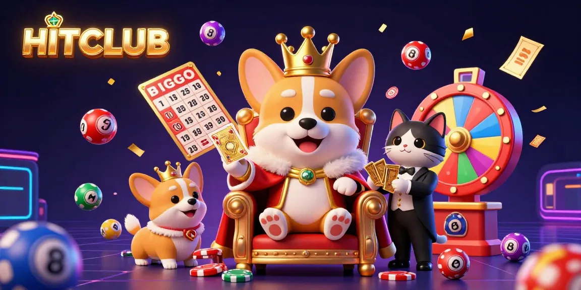 Engage with HITCLUB's vibrant casino scene showcasing a royal corgi on a throne of excitement.