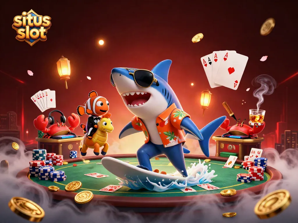 Engage with the situs slot experience through vibrant characters and casino elements in a thrilling design.