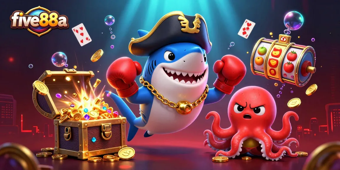 Experience thrilling slots and jackpots at five88a with a dynamic underwater casino scene.