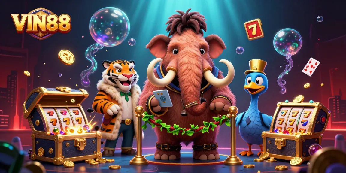 Experience thrilling jackpots with VIN88 in this vibrant casino illustration.