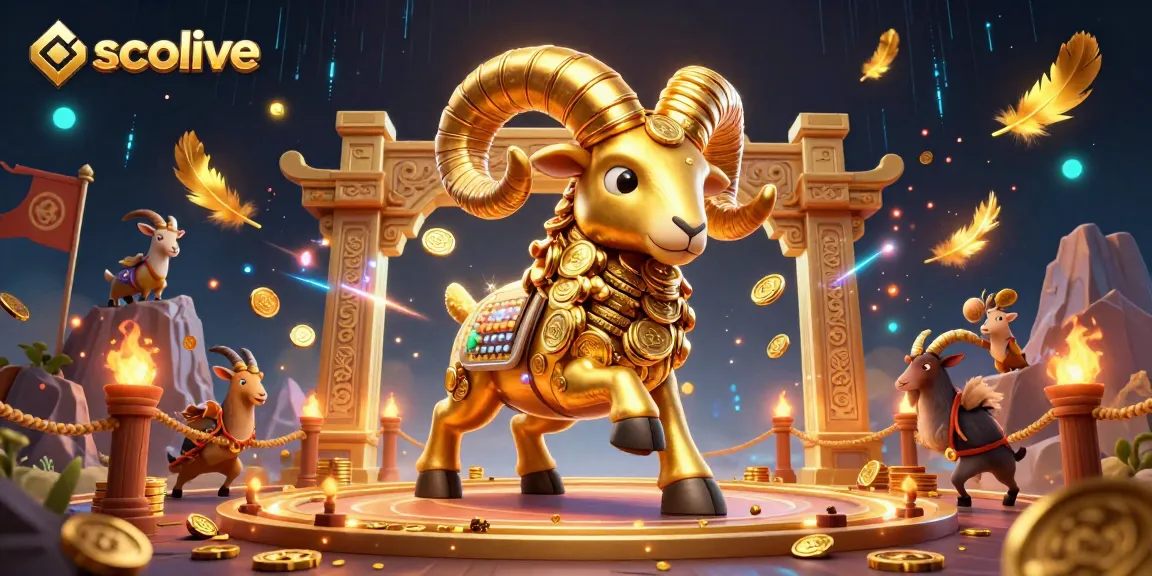 Socolive captures thrilling live sports action with a dynamic illustration of a golden ram charging through an ornate gate.