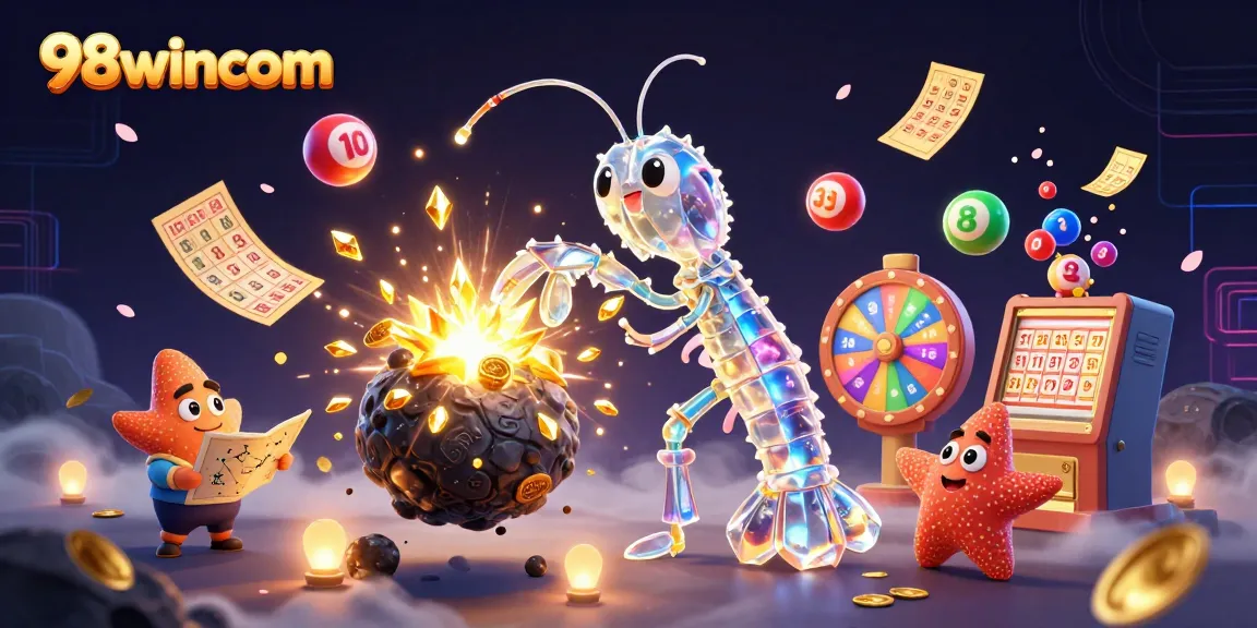 Experience excitement at 98wincom with a colorful lottery scene, showcasing vibrant game elements.