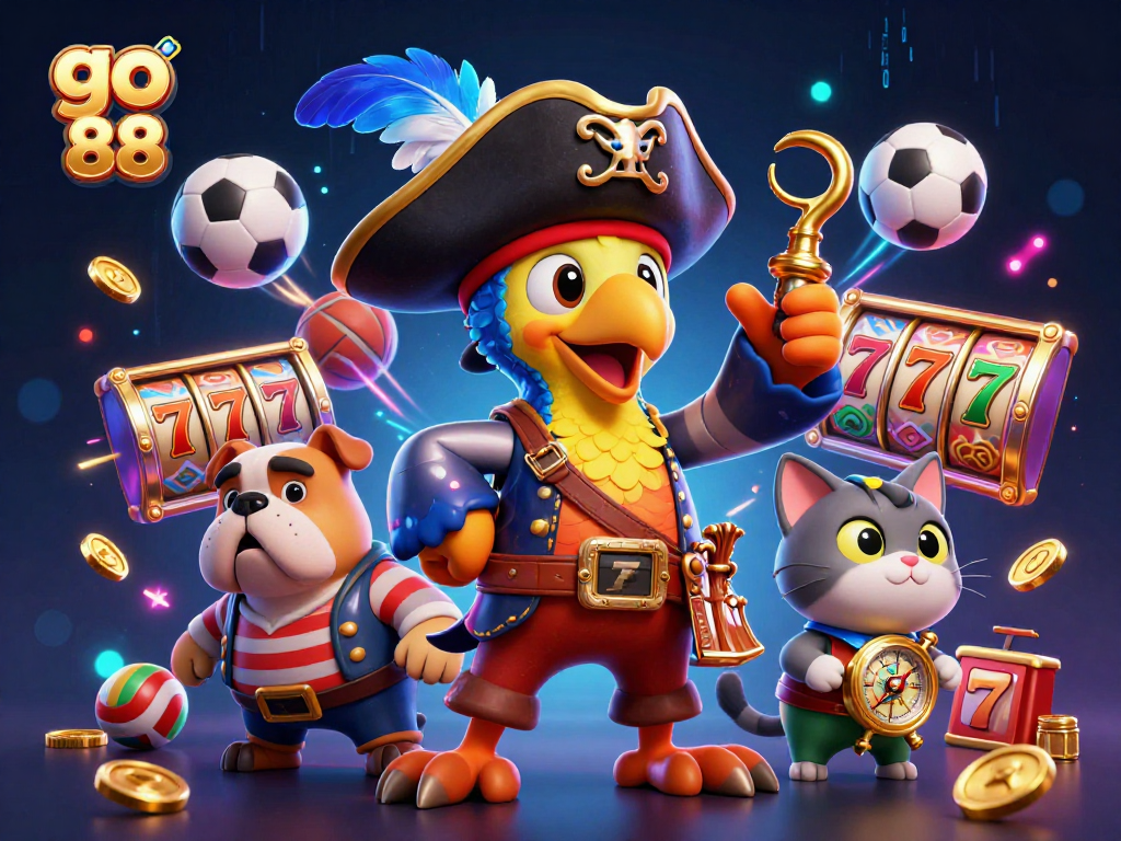 Experience exciting gameplay with go 88 featuring a vibrant 3D pirate-themed casino scene.