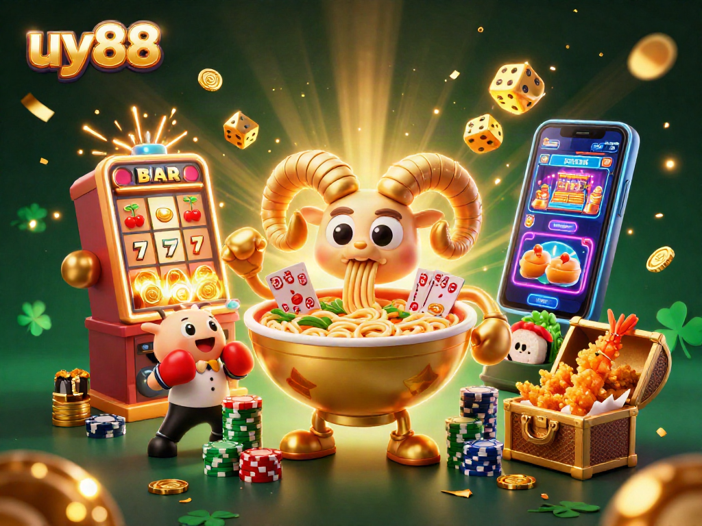 Engage with uy88's vibrant casino scene featuring animated characters and dynamic game elements.